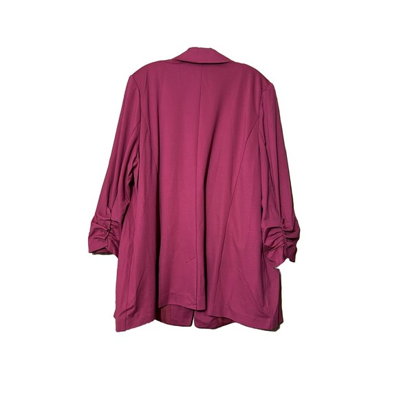 Lane Bryant Magenta Jacket Blazer Women’s 24 1 Button Ruched Sleeves NWT - Picture 5 of 7